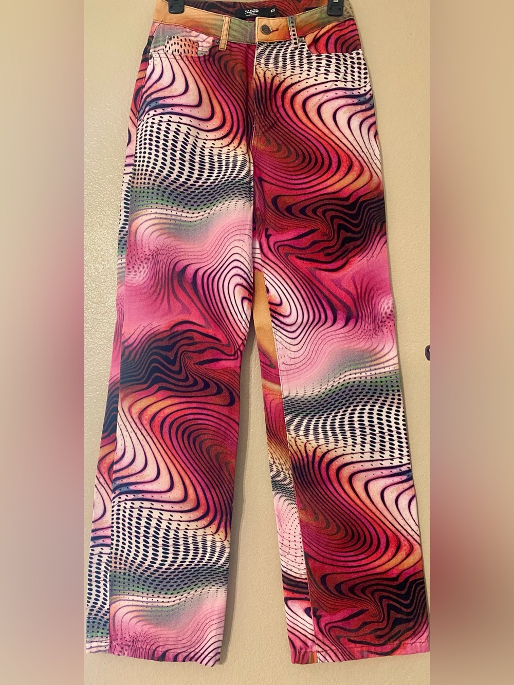 Jaded London Multicolor Y2K SWIRL PRINT BOYFRIEND JEANS